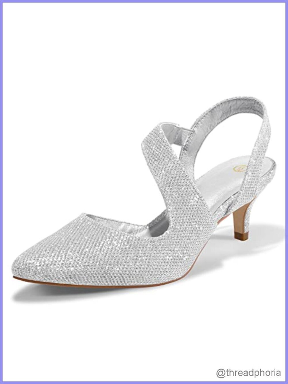 Sparkle Fabric Slingback Kitten Heels 2 Inch Low Heel Pumps